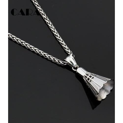 CARA NEW Fitness Badminton Necklace Stainless Steel Pendant Bodybuilding Fitness Athlete Sport Gym Jewelry men necklace CAGF0270
