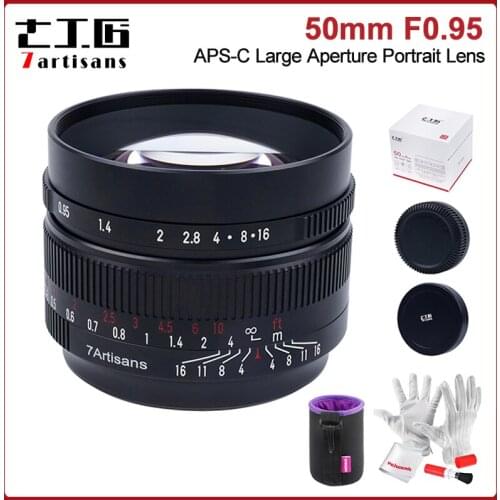 7artisans 50mm F0.95 APS-C Manual Focus Camera Lens Large Aperture Portrait Lens for Nikon Z Sony E M4/3 Fuji XF EOS-M Mount