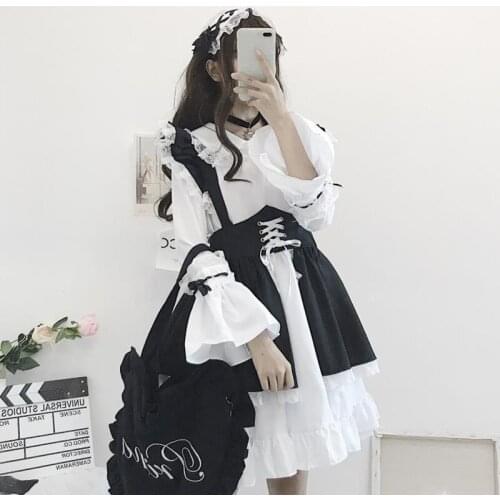 Lolita Dress 2019 New Japanese Style Sweet Kawaii Girls Cross Gothic Lace Court Princess Cosplay Halloween Party Girls FF2331