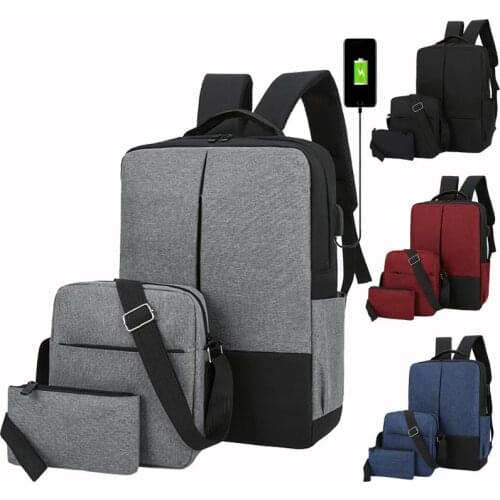 3PCS Set 15.6 laptop bag business backpack nylon waterproof leisure multifunctional backpack Oblique cross bag zero wallet