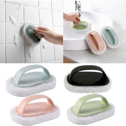 Handle Sponge Brush For Kitchen Bathroom Shower Bathtub Scrubber Sponges Brushes Toilet Kitchen Glass Wall Cleaning Bath Brushes
