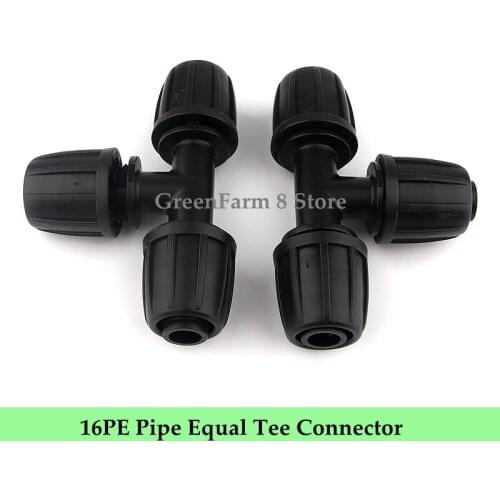 2~50pcs 16mm PE Equal Tee Connector Greenhouse Micro Irrigation System Greenhouse Watering Tube Fittings 3 Ways Connectors