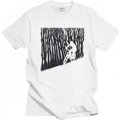 Unique MTB Bike Woods Forest T Shirt Men Short Sleeve Mountain Biker Biking Bicycle Cyclist T-shirt Fashion Cotton Tee Apparel