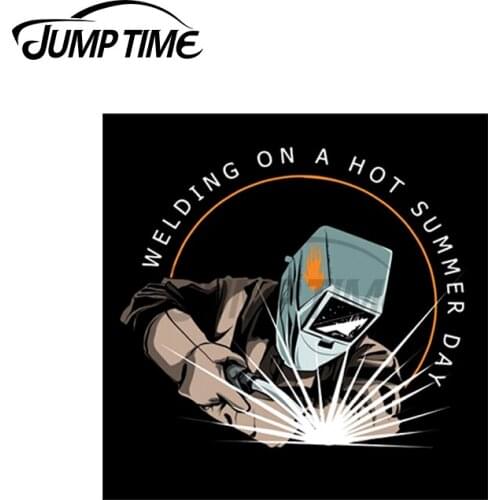 Jump Time 13 x 12.6cm For Welding Hot Summer Car Stickers Bumper Personality Motorcycle Creative Surfboard Cartoon Decoration