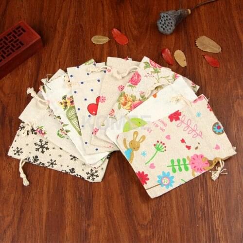 Brightly Coloured Cotton Bag 10x14cm Jewelry Coin Pouch Birthday Party Gift Bags 10pcs/lot Drawstring Handle Pouches Many Styles