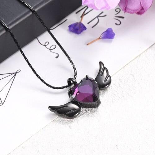 Angel Wing Cremation Jewelry for Ashes Stainless Steel Crystal Pendant Keepsake Memorial Urn Necklace for Men Women