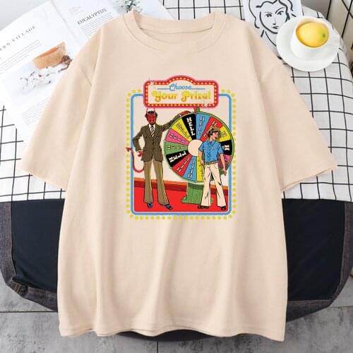 Choose Your Prize print women T Shirt Big Size High Quality Tshirt Hip Hop S-XXXL Clothes Cartoons Beautiful Female Tees Shirts