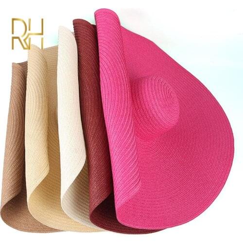 Ladies 25cm brim 70cm diameter Large sun hat female summer dome beach hat outdoor colored sun protection big floopy sunshade hat
