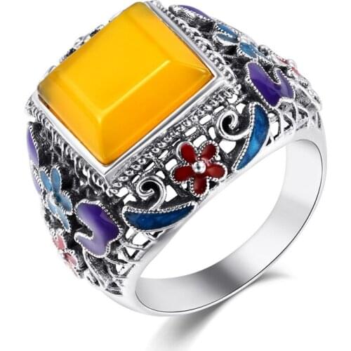 Fashion Jewelry S925 Sterling Silver Retro Thai Silver Ring Index Finger Ring Female