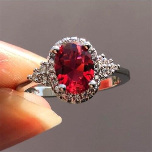 2020 New Oval Zircon Ring For Woman with Oval Crystal Zircon Jewelry Anniversary Female Party Gift