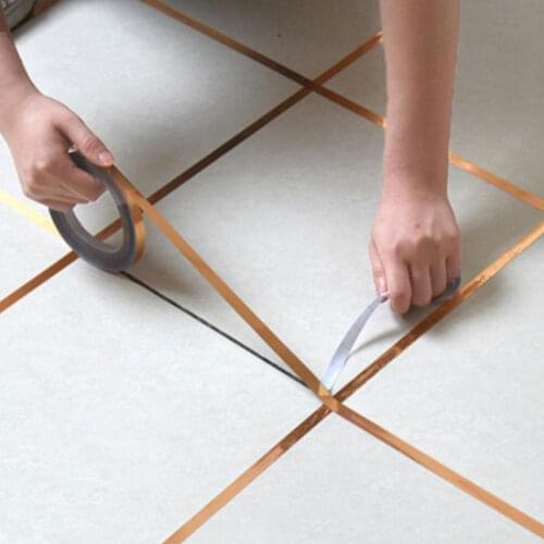Gold, Silver Seam Line Tile Self-adhesion Home Waterproof Floor Sticker Bathroom Decor Waterproof 0.5cm / 1cm