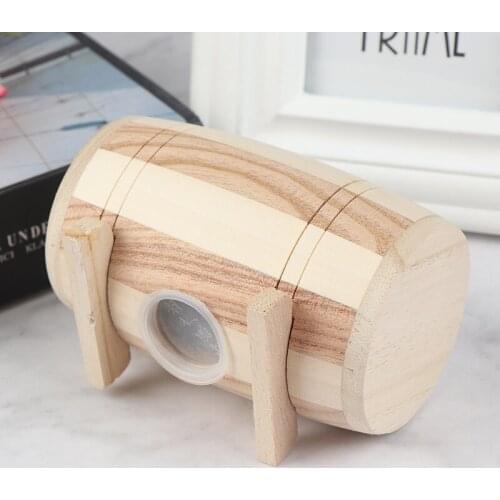 1pc Wooden Money Box Safety Piggy Bank Wine Barrel Shaped Wood Carving Handmade Piggy Bank Home Decoration