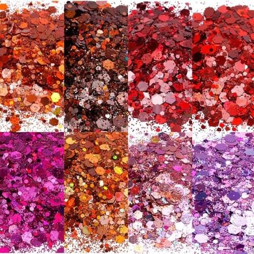200g Mix Size Nail-Glitter-powder Dust 3D Nail Art UV Gel Polish Holographic Rainbow Glitter Powder Dust 24 Color Glitter #FD43