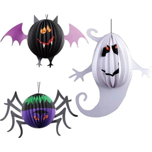 3D Ghost Bat Spider Pumpkin Witch Pendant Haunted House Drop Bar KTV Room Decorative Novelty Toys For Kids Halloween Gifts