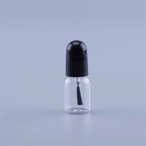 500pcs/lot Small Clear Plastic Empty 3ml Nail Polished Bottle With Black Cap Brush Plastic Nail Bottle For Children