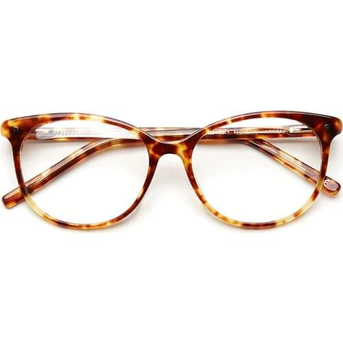 Acetate Spectacle Frame Glasses Women Vintage Trendy Clear Transparent No Degree Rivet Women Frame For Eyeglasses#OA16008