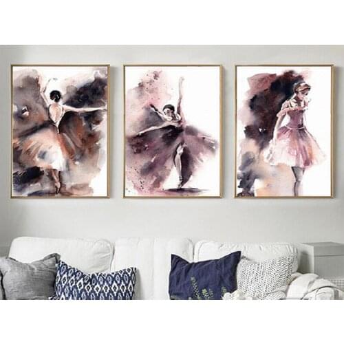 Watercolor 5d diy diamond embroidery triptych ballerina girl Canvas Painting Wedding Decoration 3d diamond Pictures Z1101