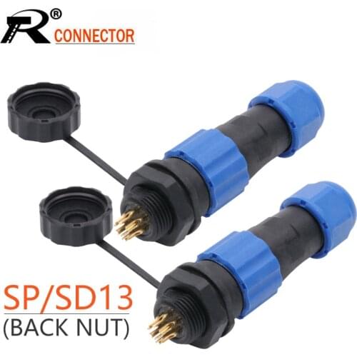 10Sets/lot Waterproof Aviation Plug Socket Male+Female SD13 Series 1/2/3/4/5/6/7/9 Pins IP68 SP13 M13 Aviation Connector
