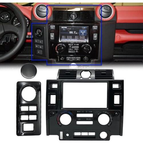 Car styling Stereo Double 2 Din Dash Kit dashboard center console for Land Rover Defender glossy black matt black CARBON LOOK