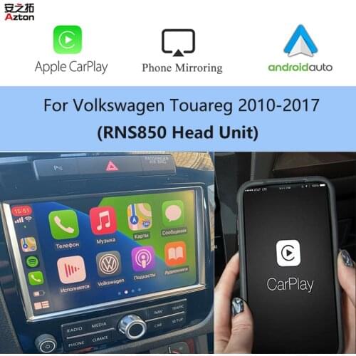 AZTON RNS 850 Wireless iPhone CarPlay Video Integration for VW Touareg Android Auto Apple CarPlay Airplay Reverse Camera Box