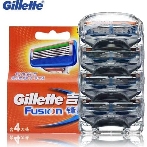 Gillette Fusion Shaving Razor Blades For Men Shavers High Quality Blades More Smooth 4 Heads/Pack