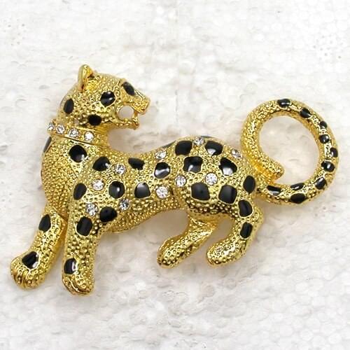 12pcs Wholesale Fashion Brooch Rhinestone Enamel Leopard Pin brooches Jewelry Gift C101780