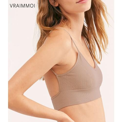 VRAIMMOI Women Sexy Bralette Sexy Female Underwear Lingerie Ribbed Tops Girls Fashion Brassiere Basic Stretchy Tank Crop Top