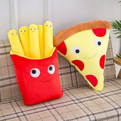 Baby Pillow Simulation Food Fries Pillow Pizza Plush Toys Kids Dolls Birthday Gift Present Children Toy Soft Cushion Pillow Boy