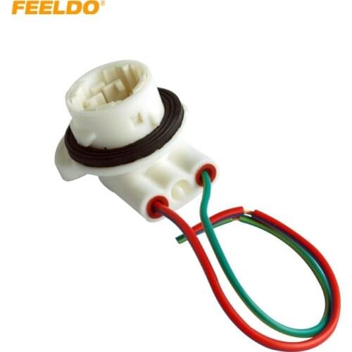 FEELDO 2Pcs Car 3156B LED Bulb Socket Brake Turn Signal Light Harness Wire Plug Connector #HQ966