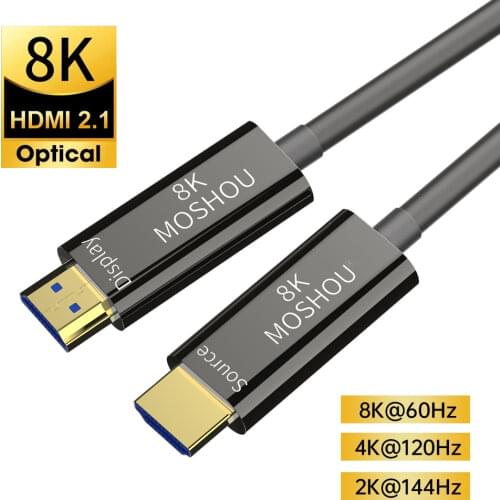 MOSHOU 8K HDMI 2.1 Optical Fiber Cable eARC HDR 8K@60Hz 4K@120Hz Soft TPU Cover Cable for Xbox PS5 Samsung QLED TV Amplifier