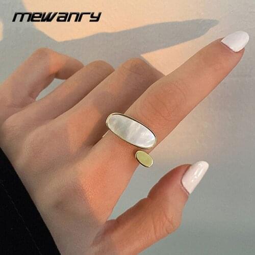 Mewanry Golden Shell 925 Sterling Silver Rings Fashion Elegant Sweet Vintage Party Jewelry Birthday Gifts for Women Wholesale