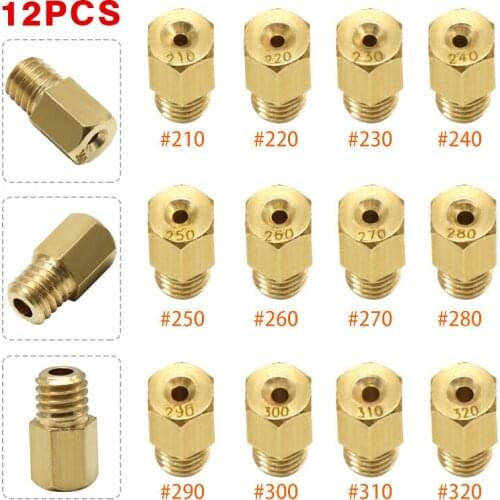 Pack of 12pcs Carburetor Main Jet Nozzle Kit #210-#320 Size Motorcycle Injector Scooter Parts For Mikuni VM TM