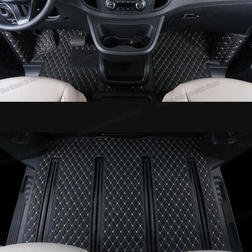 Leather car floor mats for mercedes benz v class Valente Vito Metris w447 2014 2020 2019 2018 2017 2021 carpet v260 v220 rug