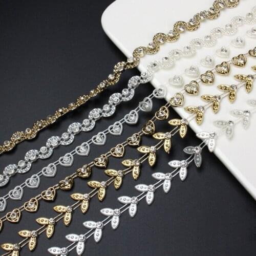 Tape Rhinestone Chain Flatback Rhinestones ABS Plating Rhinestone For Crafts Bags Accessories 1Yard Diy Applique For Clothing