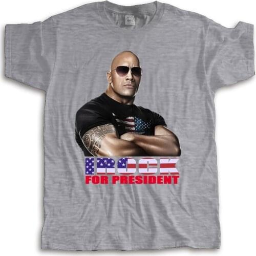 Summer t-shirt men brand teeshirt The Rock Dwayne Johnson For President Balck T-Shirt cotton tshirt for boys