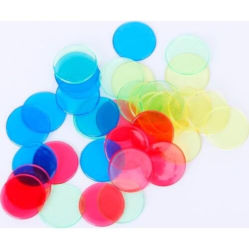 MagiDeal 100pcs Plastic PRO Count Bingo Chips Markers for Bingo Game Cards 2cm 4 Colors Party Games Supplies Accessories