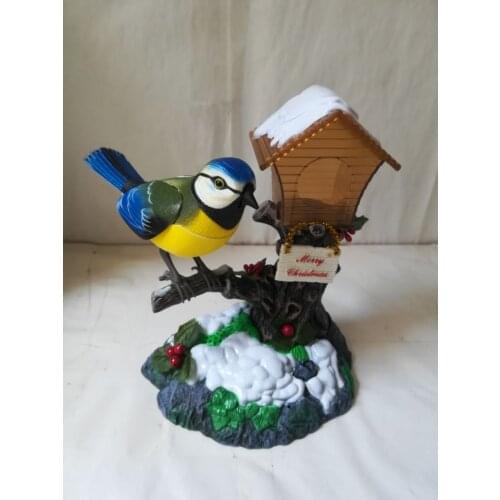 Artificial bird model,large 15x14cm voice control sounds Merry Christmas song bird ,home decoration Christmas gift b1279