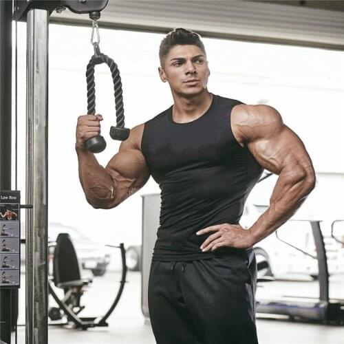 Men tight tank top mens gym fitness vest 2020 new mens muscle sports Leisure jogging Exercise sports sleeveless shirt top