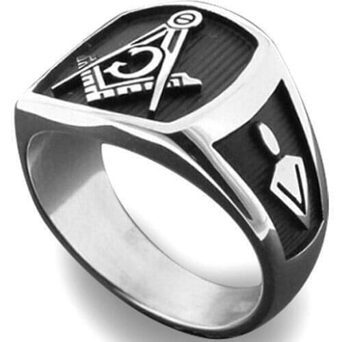 AG Freemasonry Pattern Mens Ring New Fashion Metal Letter Symbol Religious Accessories Party Jewelry Size 7-14