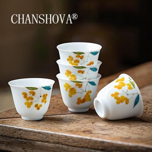 CHANSHOVA 50ml Chinese style Handpainted Ceramic cup tea cups and saucer sets China White porcelain H599