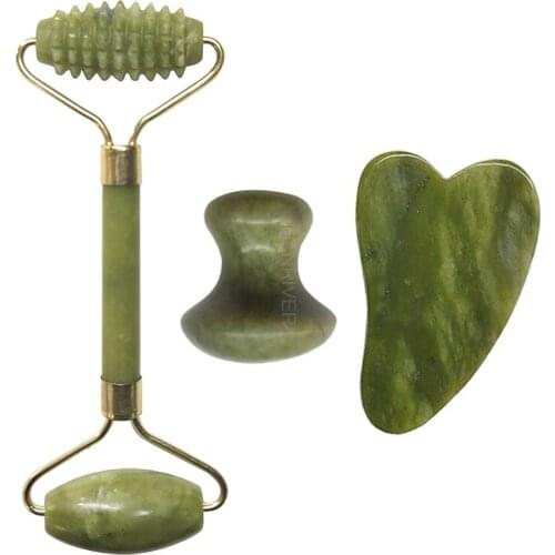 Natural jade beauty container double head roller jade roller facial massage stick body massage instrument multi-function
