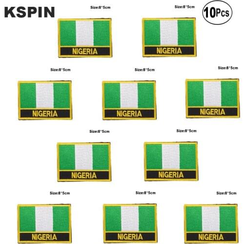Nigeria Flag Embroidery Patches Iron on Saw on Transfer patches Sewing Applications for Clothes in Home&Garden