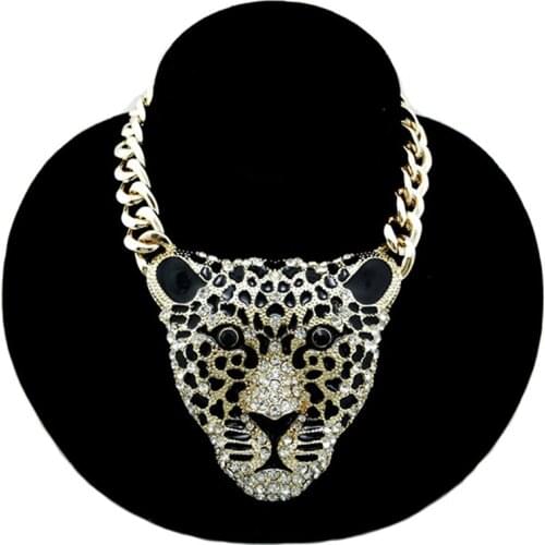 New Fashion Big Leopard Head Pendant Necklace Hip Hop Punk Style Jewelry Party Rave Accessory Animal Necklaces Gold Chain