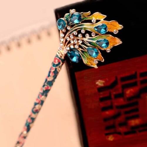 New Flame Enamel Hairpin Rod Retro Color Crystal Hairpin Jewelry Ladies Hair Accessories Wedding Accessories Miracle Hairpin