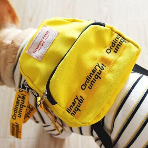 Pet Dog oodies Clothes Costume for French Bulldog Black Strap Dog Clothes with Yellow Bag French Bulldog Clothes for Small Dog