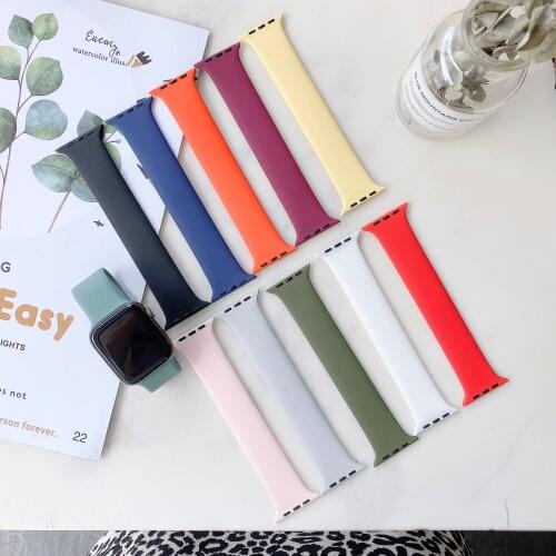 For Apple Watch Band 44mm 40mm 42mm 38mm Silicone Watchband Belt Elasticity Watch Strap for Apple Watch SE Series 6 Wristband