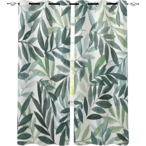 Nordic Fresh Leaves Plants Window Curtains for Living Room Bedroom Kitchen Window Treatments Home Decor Cortinas