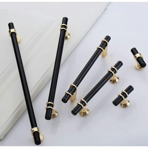 JD Modern Minimalist Cabinet Door Handle American Black Wardrobe Long Gold Drawer Handle Furniture Hardware