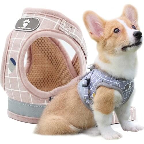 Dog harness Breathable Reflective Dogs Cat Harness Vest Printed French Bulldog Harness Puppy Small Medium