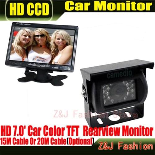 Factory Selling 18 IR Reverse Camera +NEW 7" LCD Monitor+Car Rear View Kit car camera BUS And Truck parking sensor ZJ